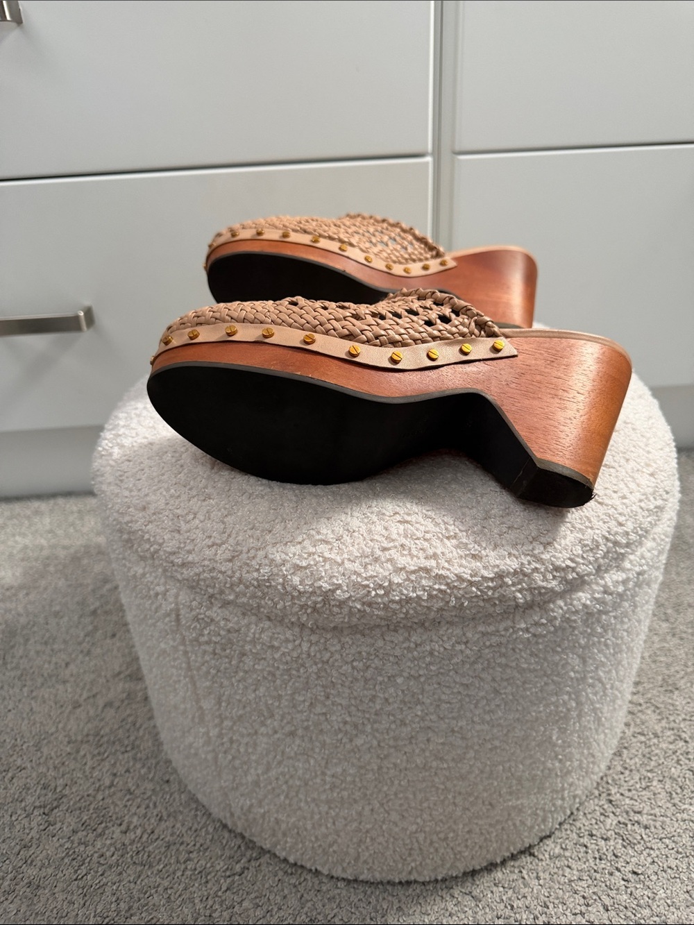 Veronica Beard Woven Tan Clog Mules - Picture 5 of 8